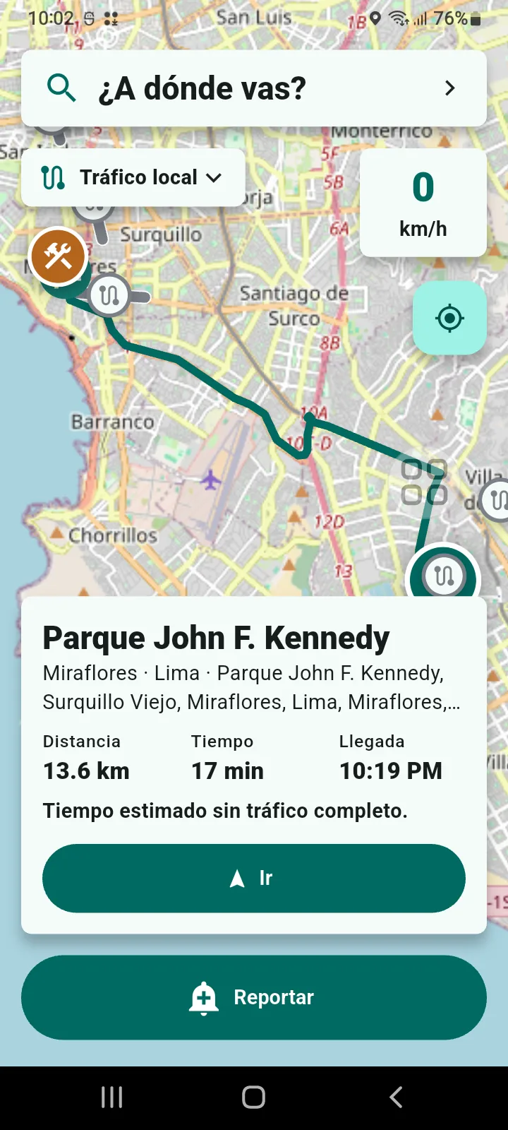 Previsualización real de una ruta en Mapa Inteligente